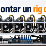 Rig abierto de minería de criptomonedas con seis tarjetas gráficas