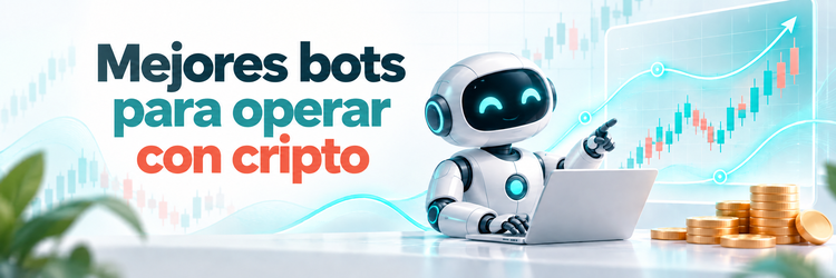 Robot que automatiza operaciones de criptomonedas junto a un gráfico de mercado