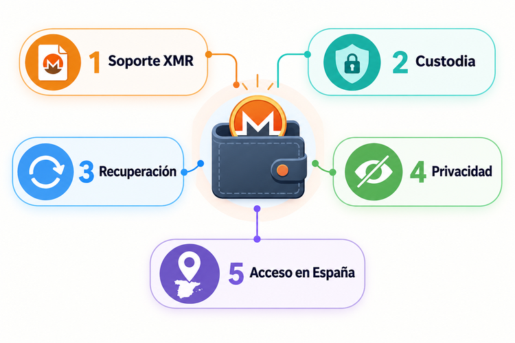 Cinco criterios para evaluar carteras Monero con seguridad y privacidad
