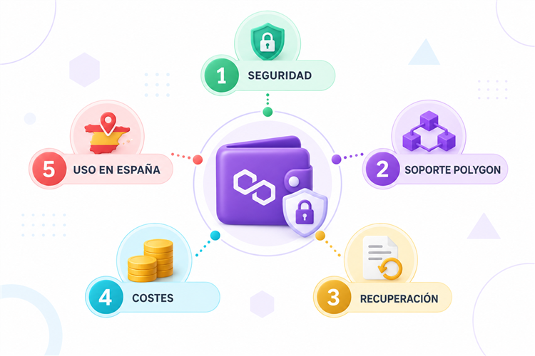 Metodología para elegir carteras Polygon por seguridad, soporte POL, recuperación, costes y uso en España