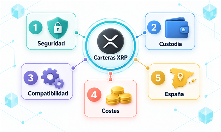 Metodología para evaluar seguridad, custodia, compatibilidad, costes y uso de carteras XRP en España