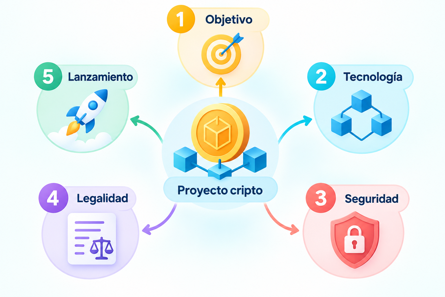 Cinco criterios para evaluar un proyecto cripto: objetivo, tecnología, seguridad, legalidad y lanzamiento