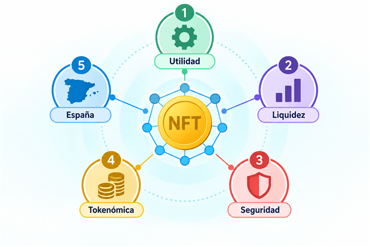 Cinco criterios para evaluar criptomonedas NFT desde España