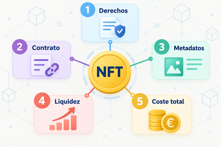 Cinco criterios para evaluar un NFT: derechos, contrato, metadatos, liquidez y coste total
