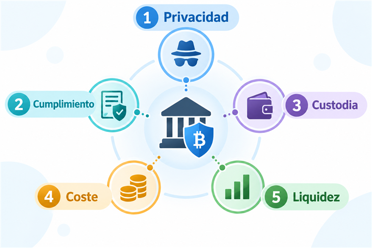 Metodología para comparar exchanges sin KYC por privacidad, cumplimiento, custodia, coste y liquidez