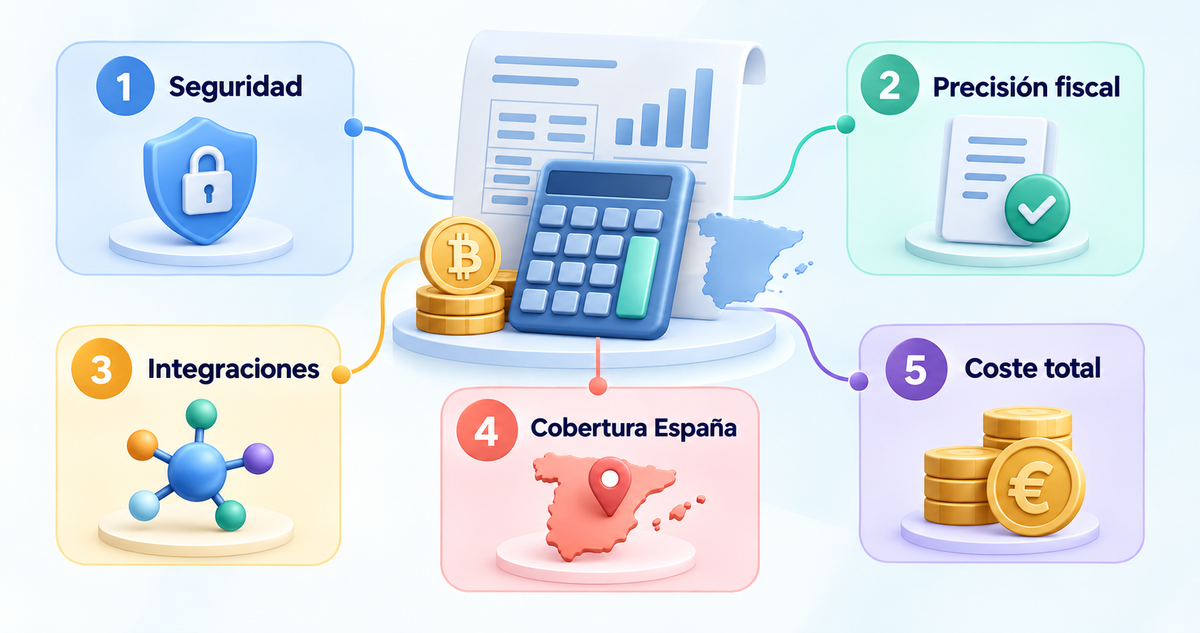 Cinco criterios para evaluar programas de impuestos de criptomonedas en España
