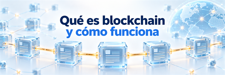 Cadena de bloques conectados que explica qué es blockchain y cómo funciona